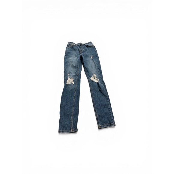 Forever 21 Denim - Forever 21 Premium Distressed Skinny Jeans Blue Button Fly Womens Size 28